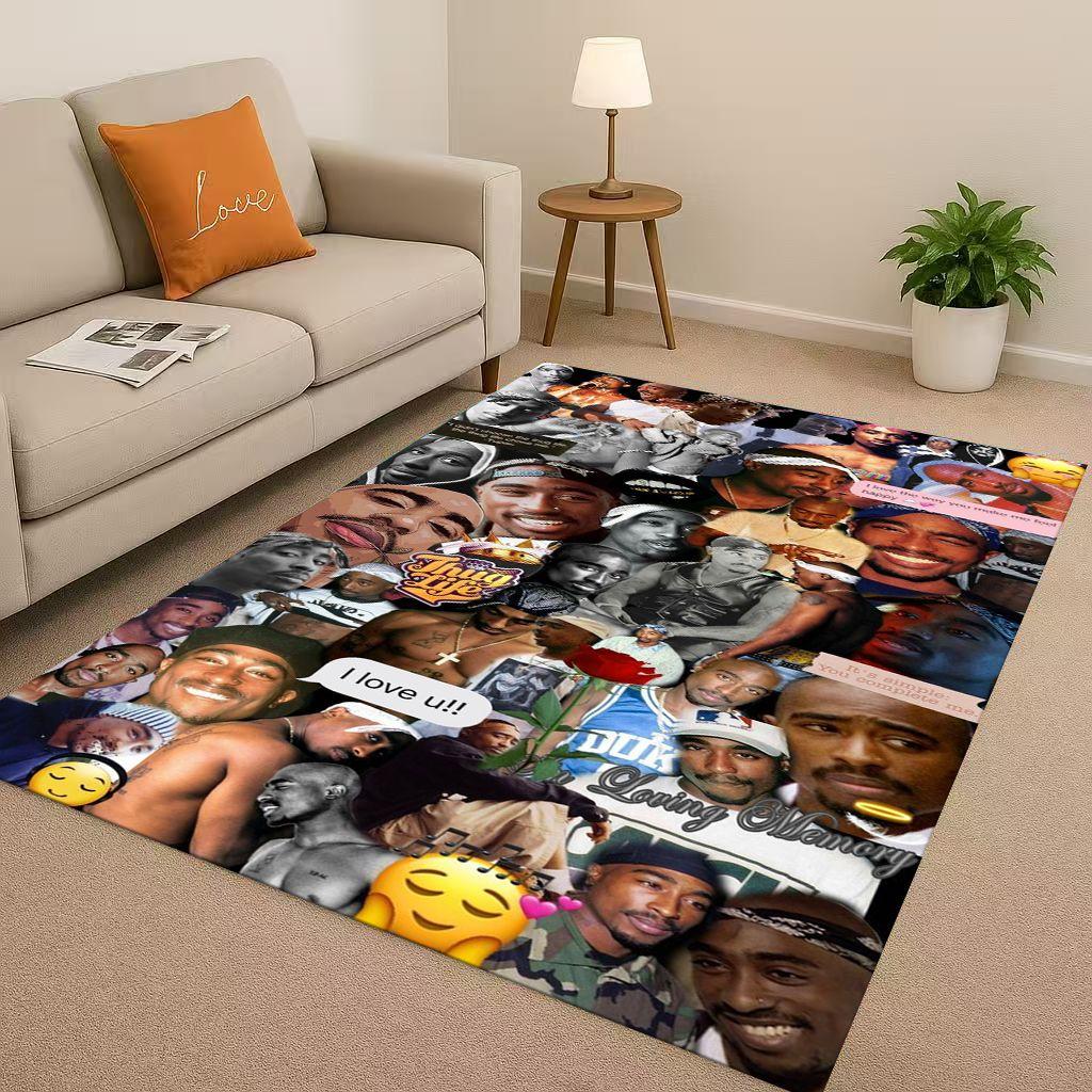 3D Klasický Rap Tupac 2pac Hip-Hop Hudba Rapper Obývací pokoj Protiskluzový Koberec pro Ložnici Hernu Pohovku, Domácí Dekorace Rohožka