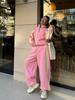Casual European and American Women's Color Matching Suit Zipper Stand-up Neck Cardigan Jacket Elastic Sweatpants Striped Two-piece Set