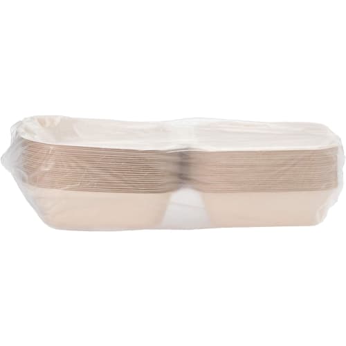 Strix Design Bagasse Molded Sugarcane Pomace Food Packs, Square, 1000 count (40 packs of 25), 16 x 15 x 8 cm, Brown, Water and Oil Resistant, Microwav