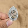 Geschenk für Sie 925 Silber Natürlicher Leopardenjaspis Versprechen Verstellbarer Ring