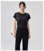Vielseitiges Sommer-Spandex-Fledermausärmel-T-Shirt mit gerüschtem Saum