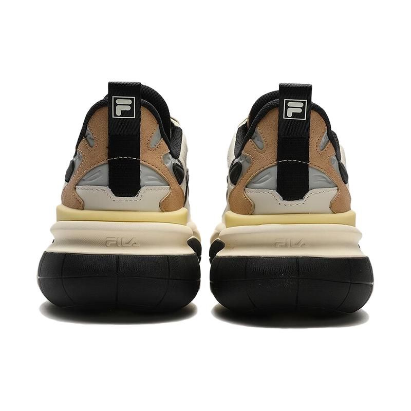 FILA Fabric Synthetic Leather Simple Versatile Shock Absorbing Wear Resistant Low Top Dad Shoes Men sneaker Gray Brown F12M343103FNL