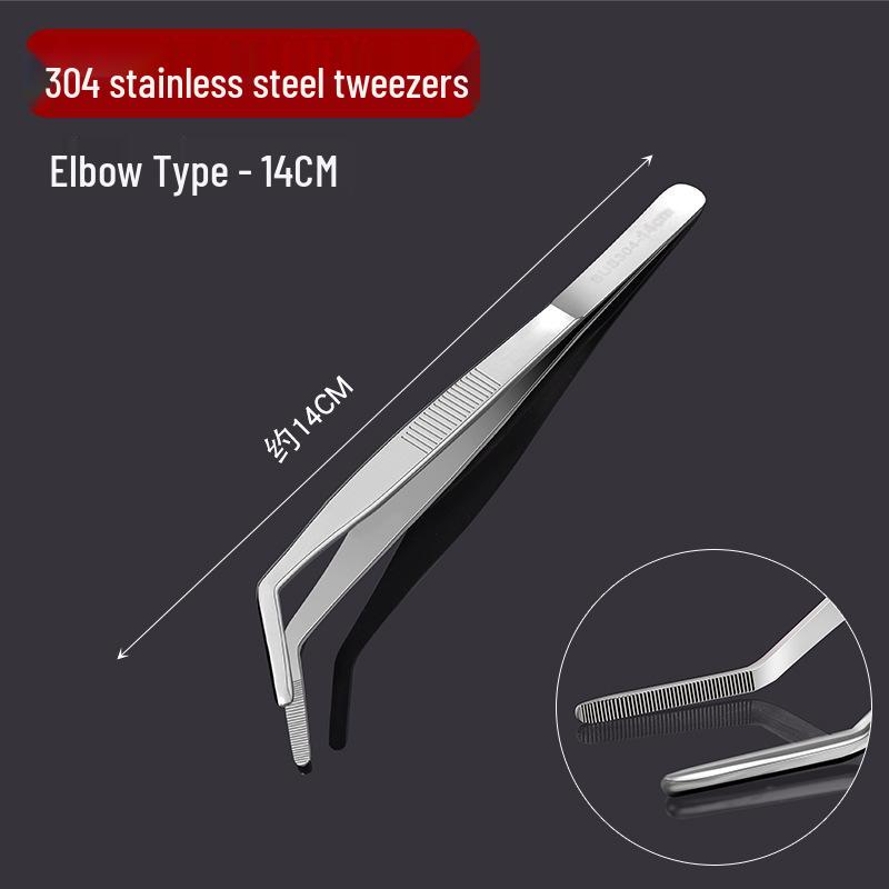 Thickened Stainless Steel Non-slip Beauty Tweezers Set – Straight & Bent Tips for Makeup, Nail Art, & Beading.