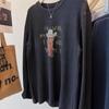 Dog in Hat Print Women's Plush Round Neck Long Sleeve Casual Top