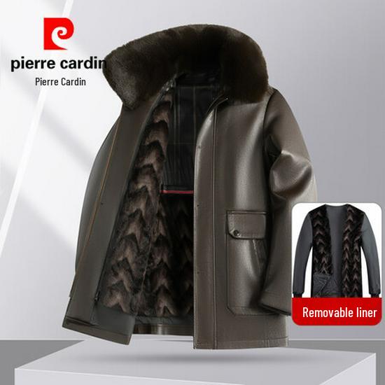 Pierre Cardin 2025 Męska Skórzana Kurtka z Kołnierzem Stojącym - Casualowa, Wszechstronna, Ciepła, z Podszewką z Weluru dla Mężczyzn w Średnim Wieku