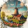 Vintage Dutch Windmill Metal Wall Art Kitchen Decor Home Garden Sign
