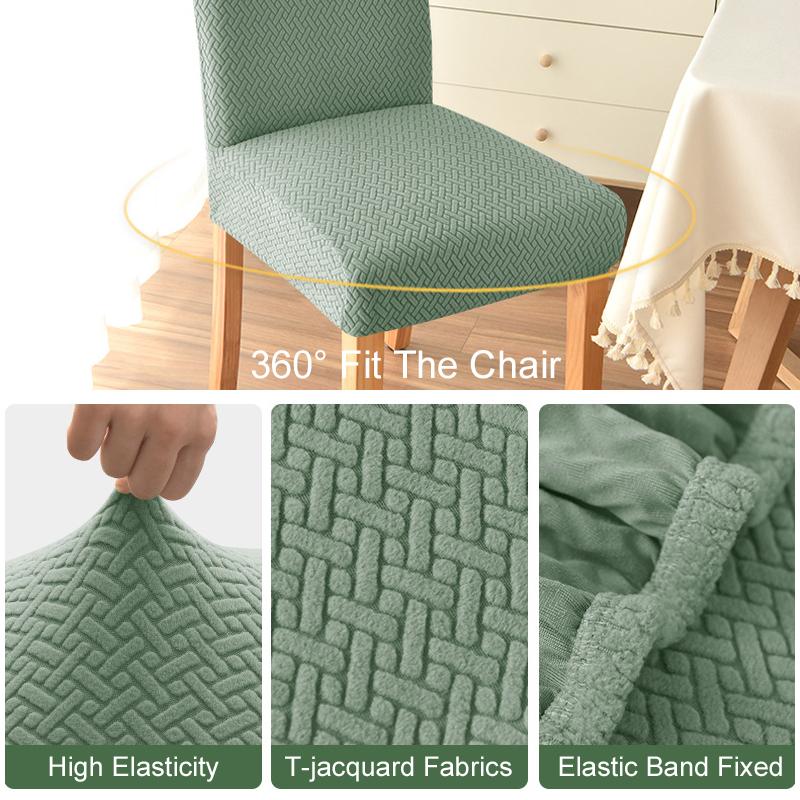 T Woven Jacquard Fabric Chair Cover For Dining Room Room Wedding Event Hotel Banquet Home Stretch Spandex Chair Covers High Elasticity Seat Case