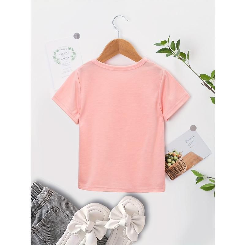 European sizes ''PAPA Told Me I Could'' Graphic Print Girls' Casual T-Shirt, Lightweight Comfy Short Sleeve Tee Cute Kids Tops