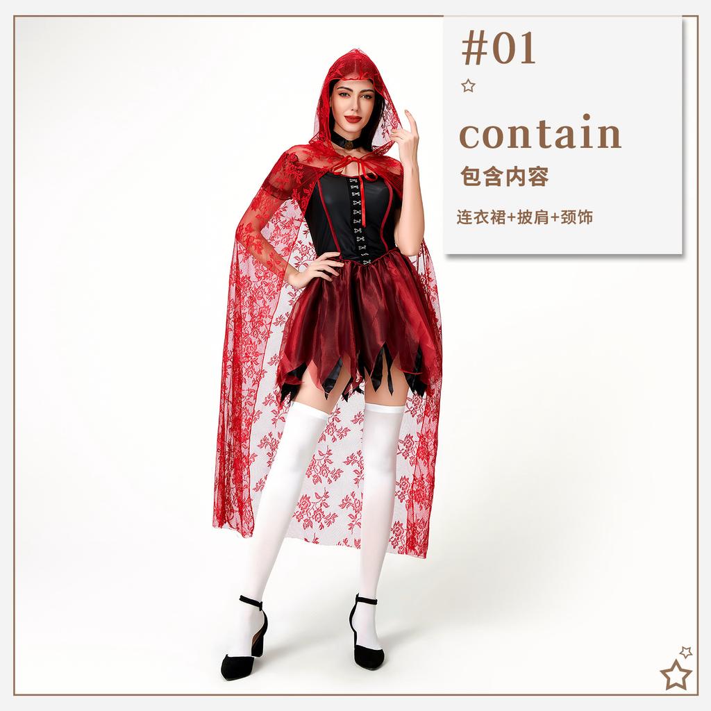 Halloween Costume Adult Female Cosplay Witch Costume Witch Vampire Sexy Shawl Cape Dress Female