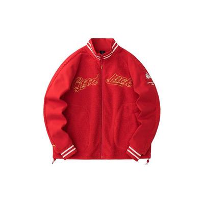 Anta Sports Culture Series Letter Embroidery Thickened Loose Casual Baseball Jacket Women Jackets Deep-Red 162318736-2