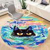 1PC Cat Swimming Office Round Rug, Non Slip, Soft and Durable Office Rug for Interior Decoration, Perfect for Office