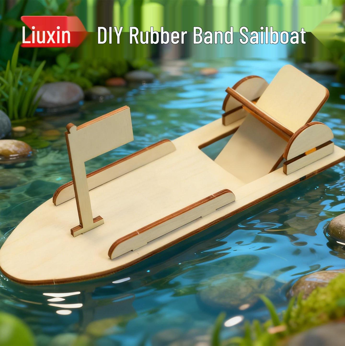 DIY Rubber Band Powered Sailboat Model Kit for Kids