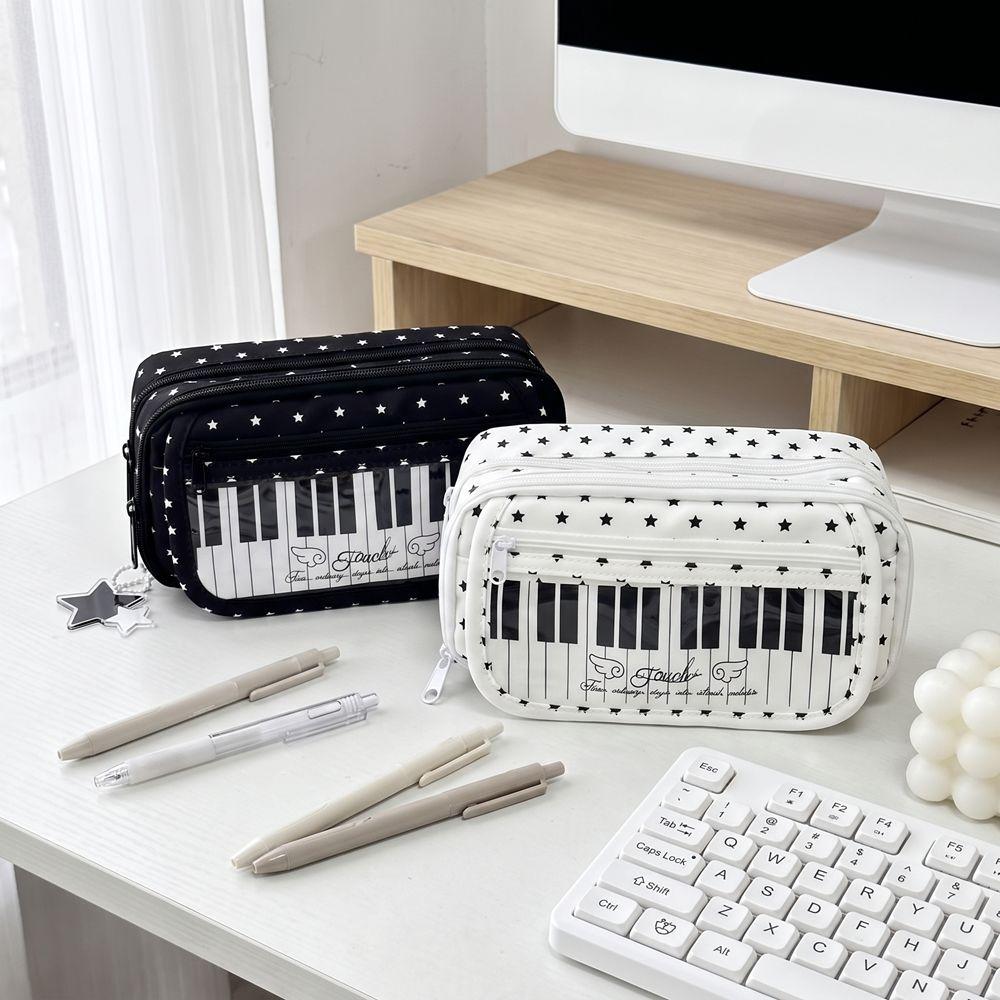 Sweet Piano Keyboard Pencil Case Large Capacity Makeup Bag Trendy Pen Organizer Back To School