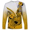 2024 new men's long-sleeved T-shirt 3D printed Polynesian flowers gradient printing men's autumn tops casual round neck street