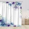 Ensemble de Rideaux de Douche Floraux Peints à la Main Fleurs Aquarelle Plantes Coquelicots Papillon Simple Polyester Décor de Salle de Bain Nordique Crochets