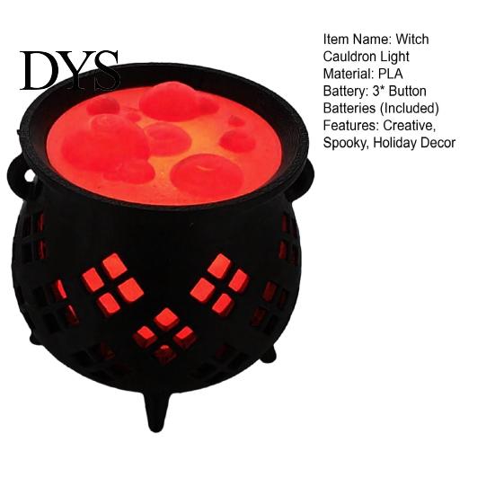 Mystical Household Party Items 3D Printed Witch Cauldron LED Lamp, Glowing Halloween Tabletop Decor Fantasy Themed Supplies for Party, Spooky