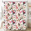 Floral Shower Curtain Pink Blossoms Greenery Bath Decor Waterproof Fabric 180X275Cm Home Accessories