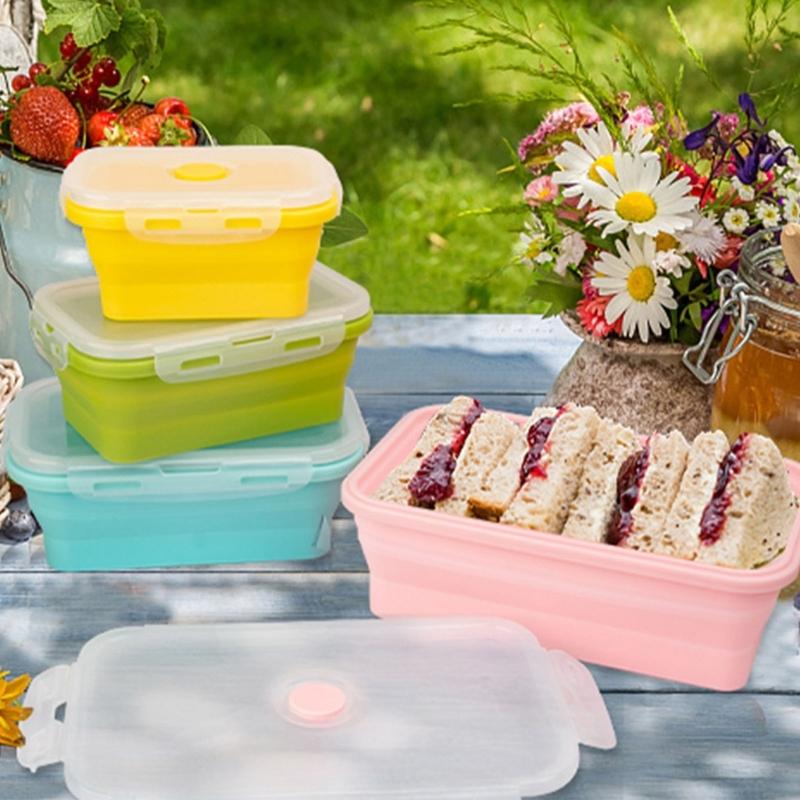 Lunch Box Set with Press Down Food Holders, Fridge Shelf Storage and Snap Lid Carry Format for Daily Lunch Use