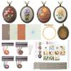 4-Pack Fashion Embroidery Pendant Kit with Scissors Needles Instructions DIY Necklace Art Crafts for Cross Stitch Kits G