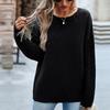 Loose Knitted Sweater Women Long Sleeve O Neck Autumn Winter Solid Color Tops