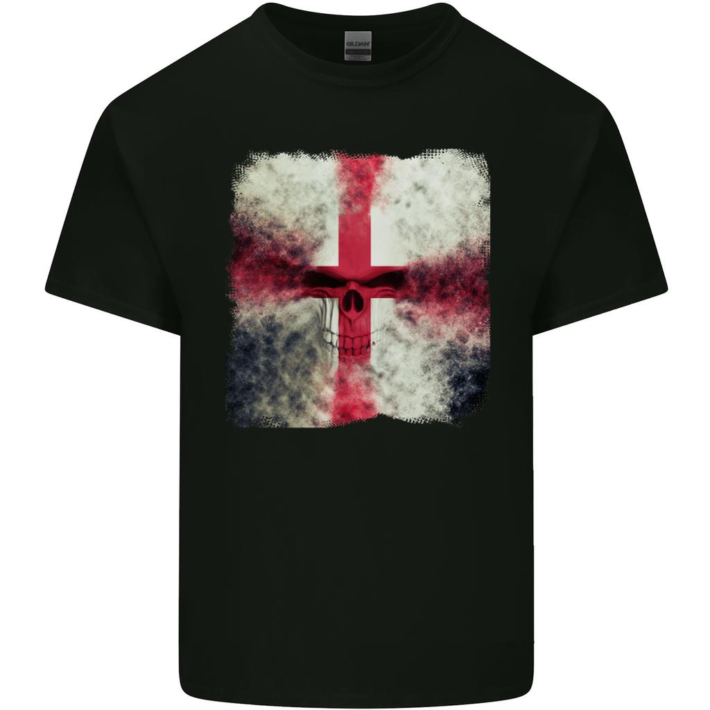 Dissolving England Flag St Georges Skull Unisexs Light Cotton Tshirt