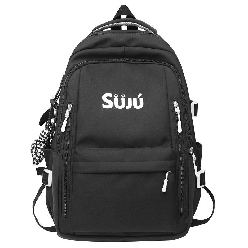 

Large capacity backpack men s casual trendy travel computer backpack female multi-skill junior high and high school student schoolbag male Single Pack чорний