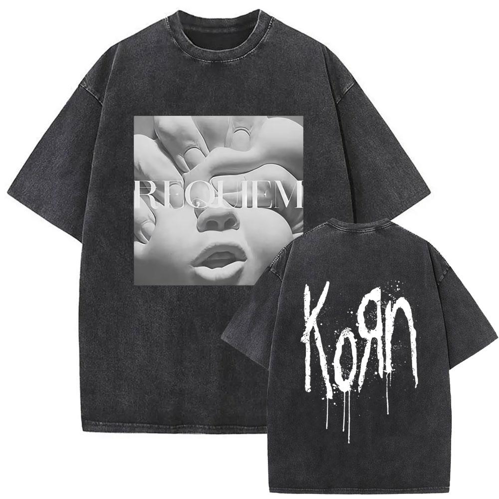 

Washed Vintage Rock Band Korn Requiem Album Graphic T Shirt Men Gothic Casual Oversized Tees Male Tshirt Mens Retro Tshirts S