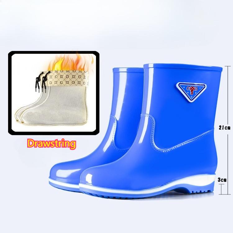 Fashion Women's Low-tube Rain Boots, Water Shoes, Thick Warm Rain Boots
