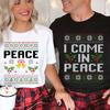 I Come in Peace Koppel Matching Lelijke Kersttrui T-shirt Harajuku Grafische T-shirts Normaal Korte Mouw Casual Stijl Tops