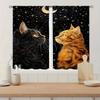 2pcs- Orange cat pattern printed curtains under the starry sky   bag-type curtains   home decoration   room decoration