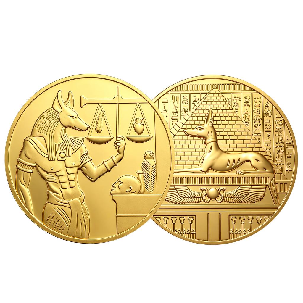 Ancient Egyptian Commemorative Coins Metal Museum Cultural and Creative, Commemorative Medals Collection Pyramid Pharaoh Relief Coins