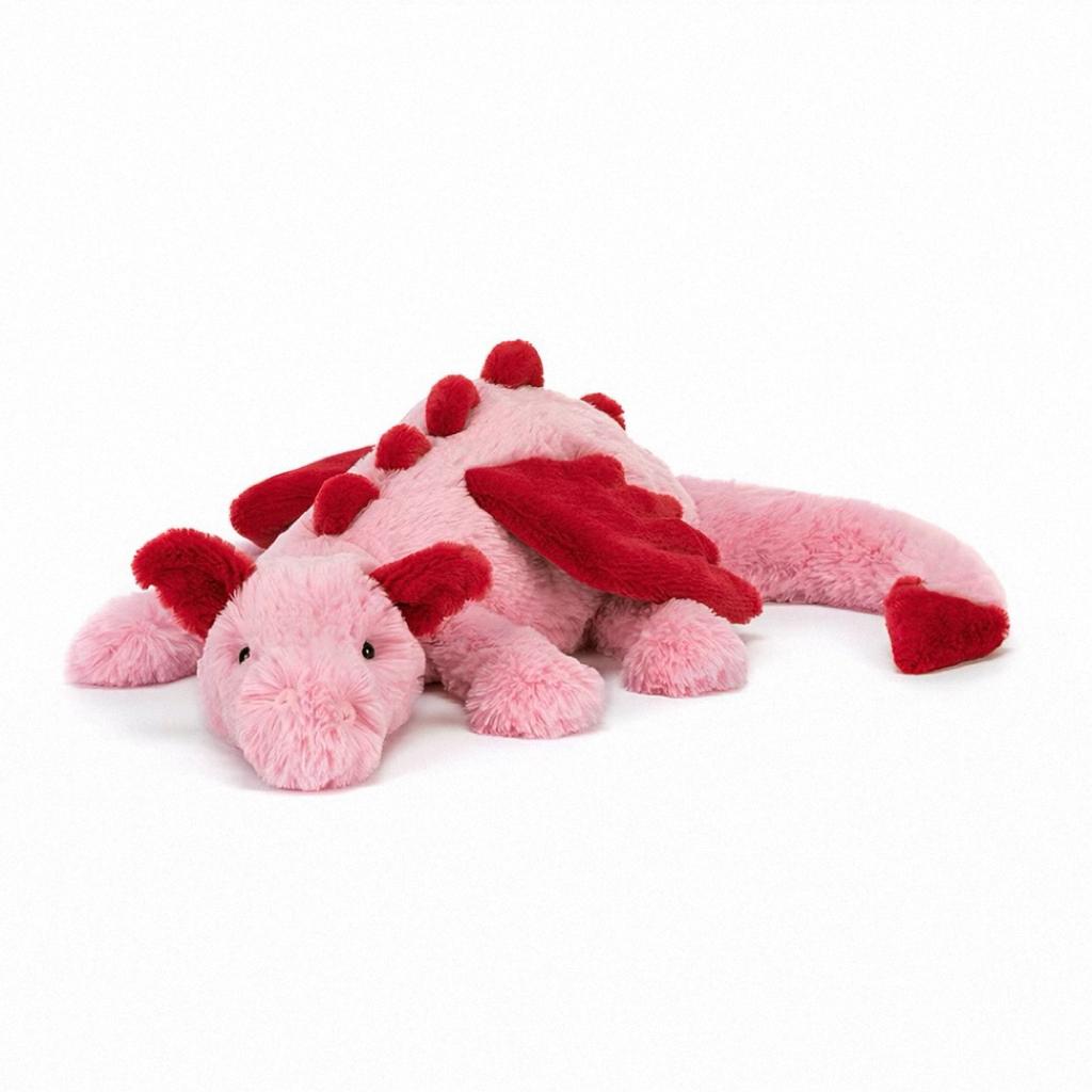 Peluche Soffice Drago Azzurro Cielo Giocattolo di Peluche da JC, Bambola Drago con Spine Colorate e Ali Bianche per Regalo di Compleanno per Bambino