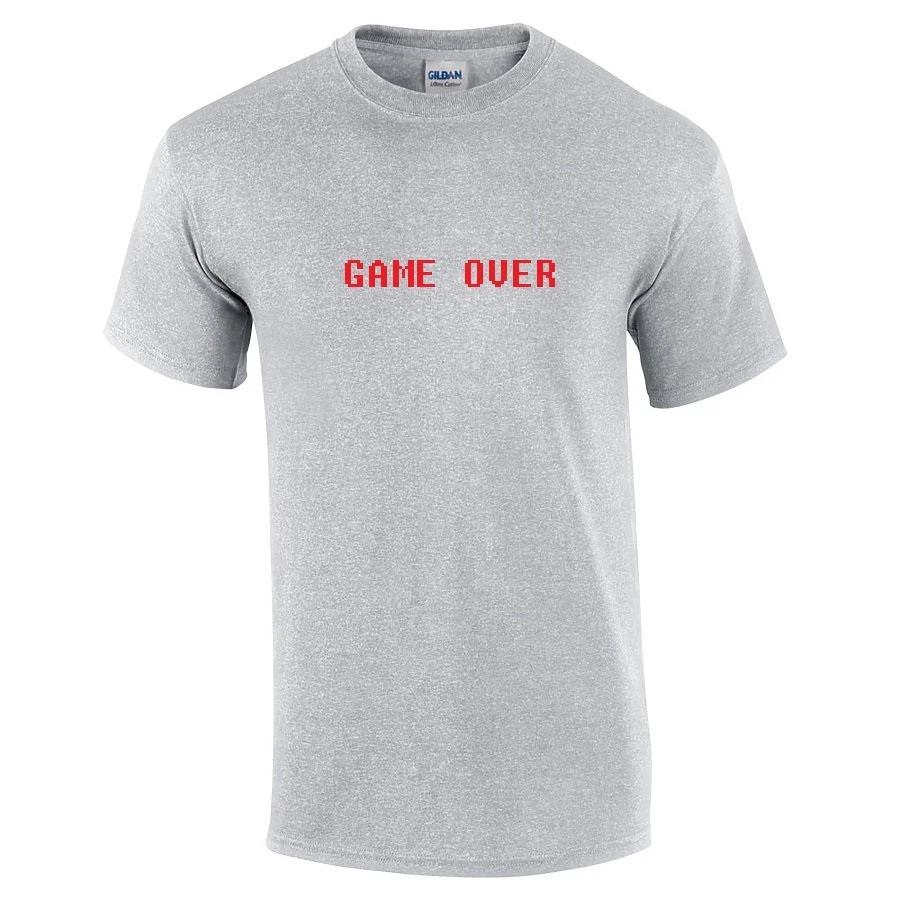 

Game Over T-Shirt Funny Sport Gray Red Gamer Gift Tee Shirt S-5XL XL