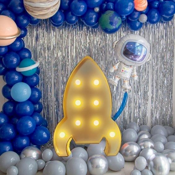 1Pc 73cm Lighting Rocket Frame KT Board Party Decor for Boys Birthday Home Party Decorating Tool Kids Gift