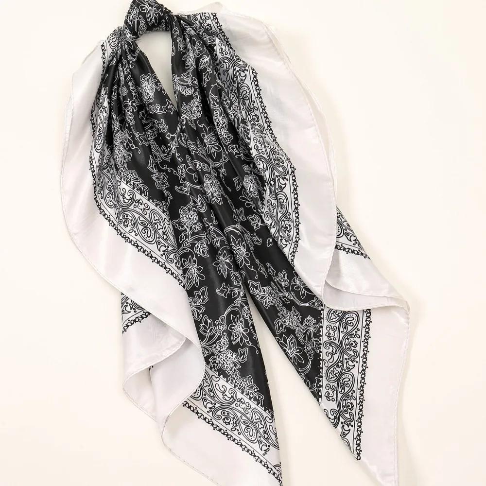 90*90 Cm  Solid Color Cashew Printed Silk Scarf Fashionable Versatile Square Scarf 90 Shawl With Multiple Colors Available
