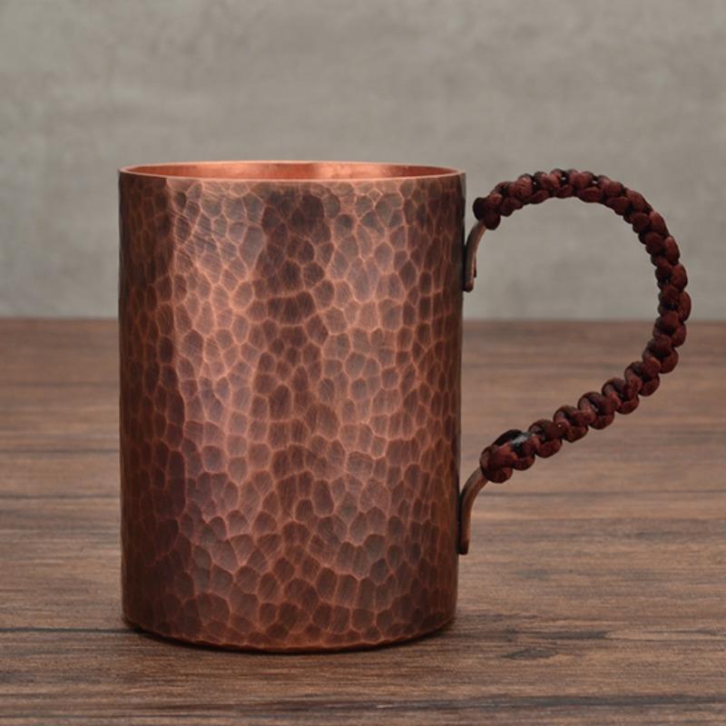 Copper Handmade Hammered Straight Coffee Mug Water Mug Copper Tea Cup Multifunction Teaware Copper Water Cup