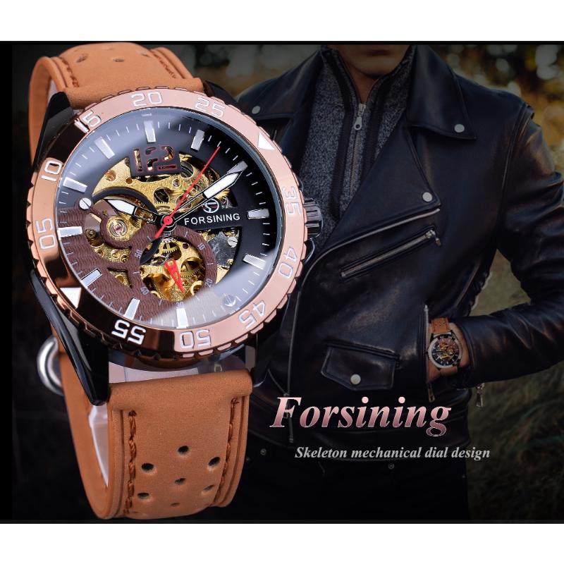 New Top Men's Watch Hollow Men's Automatic Mechanical Watch Casual Sports Belt Watch