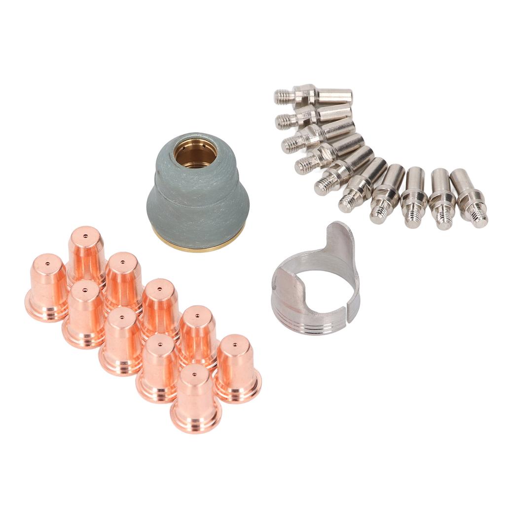 22 Pcs Set Plasma Cutter Electrode Tip Kit Brass Electrodes Tips Shield Cap and Standoff Guide for PT60