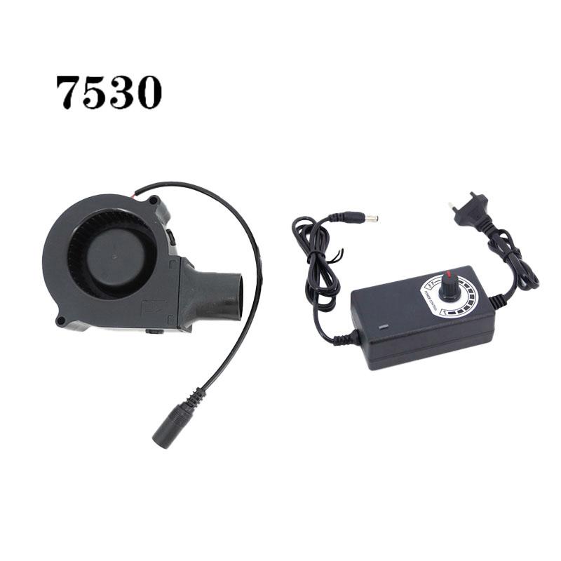 12V Dc 7530 Blower Turbo Cooling Fan with Adjustable Speed Power Controller Barbecue Air Blower Picnic Grill Wood Stove Cooking