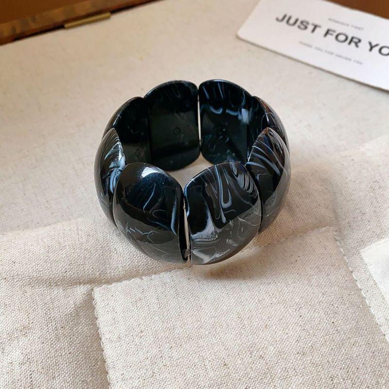 

Европейский и американский мраморный овальный акриловый браслет-бенгл - Модное ретро украшение