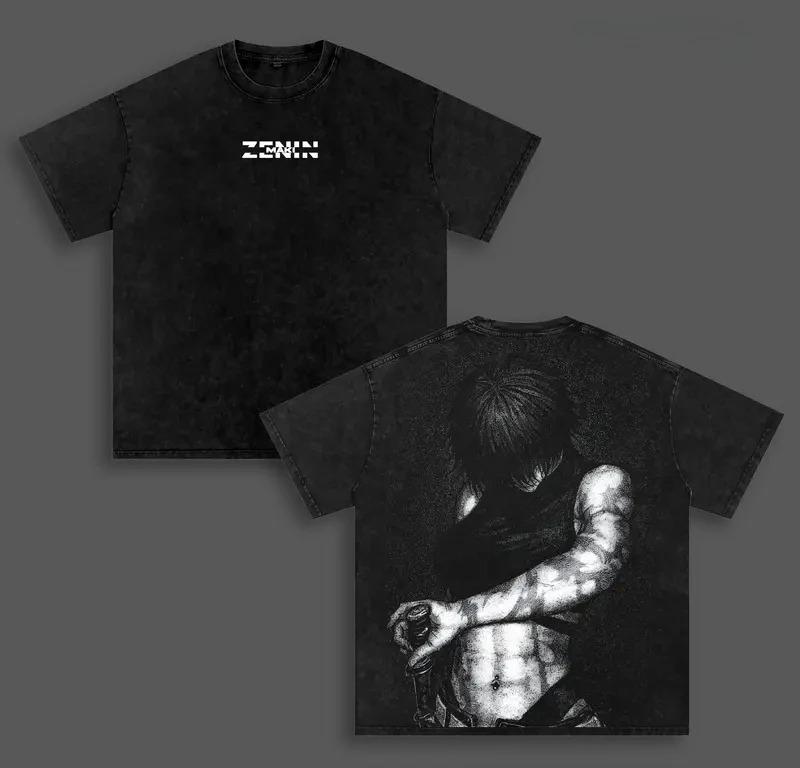 Zenin Maki Jujutsu Kaisen Manga T-shirt Y2k Vintage Washed Oversized T Shirt Men's Unisex Clothing Short Sleeve Cotton Tees Tops