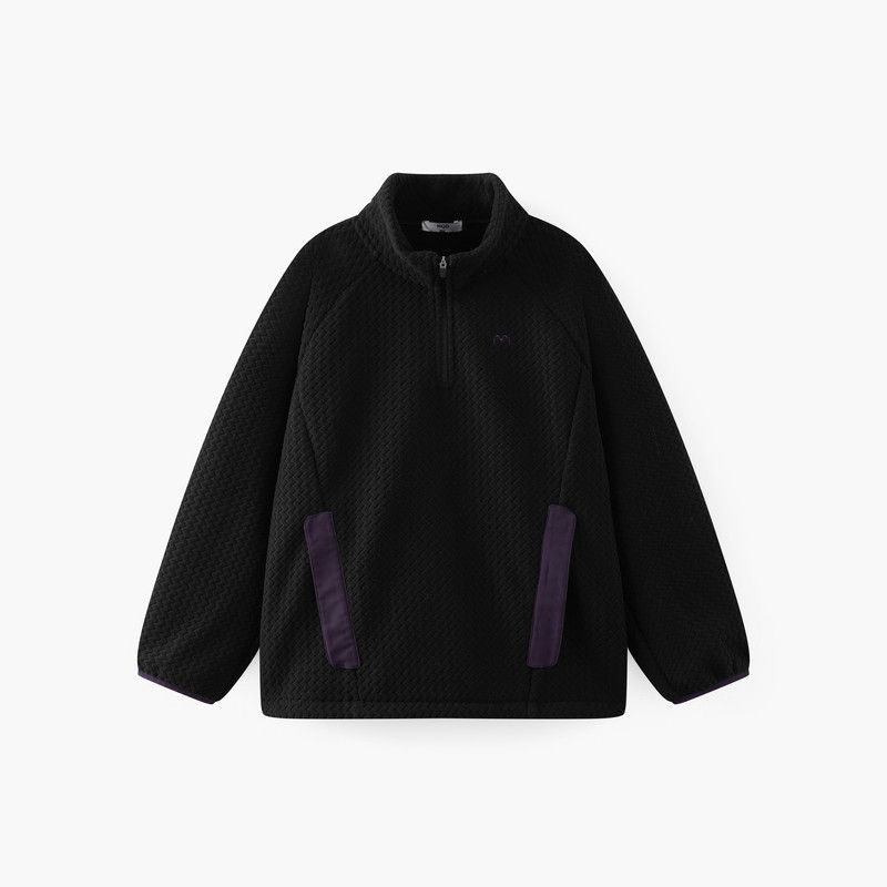 Mqd Children s Clothing Fleece-Lined Thickened Stand-Collar Sweatshirt 2025 Winter New Style Boys  and Girls  Fleece Jacket Black 140