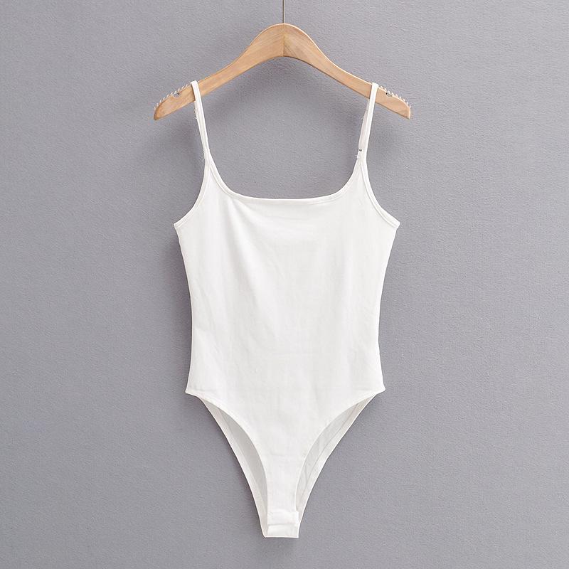 Solid Color U-Neck Spaghetti Strap Jumpsuit - New European American Slimming Tank Top for Women