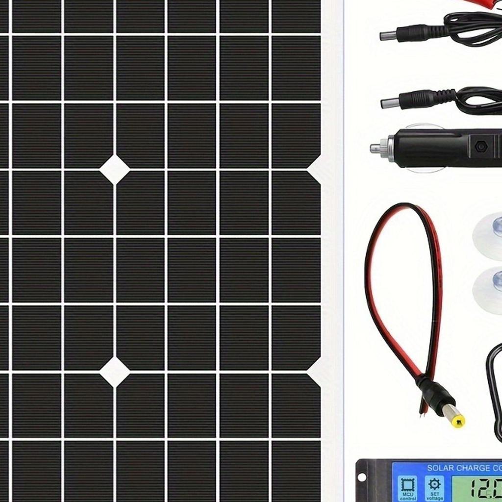 Przenośny Zestaw Paneli Solarnych z Kontrolerem Ładowania do Samochodu, Kampera, Wędkarstwa