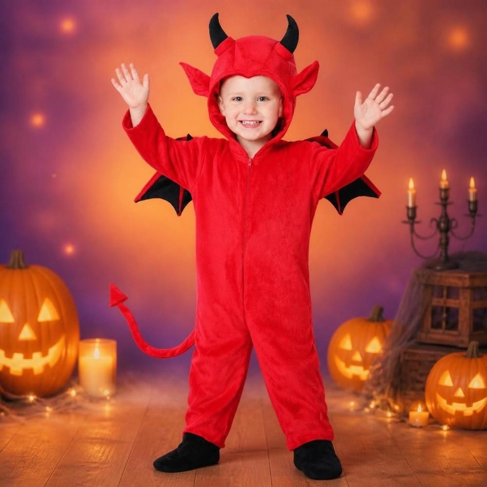 Bat Wings Halloween Bat Bodysuit Devil Horn Kids Cosplay Costume Performance Property