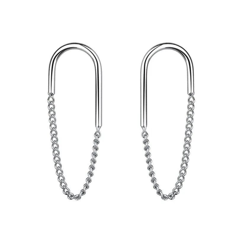 Long Silver Plated Tassel Link Chains Drop Earrings For Women Wedding Fashion 2023 New IN Jewelry Gift Pendientes Retro Mujer