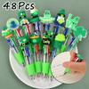 48Pcs St Patrick's Day MIni 4 Color Pen Cute Cartoon Push Button Multicolor Pens for Diary School Supplies Gift Stationery Holiday Gift Novelty Statio