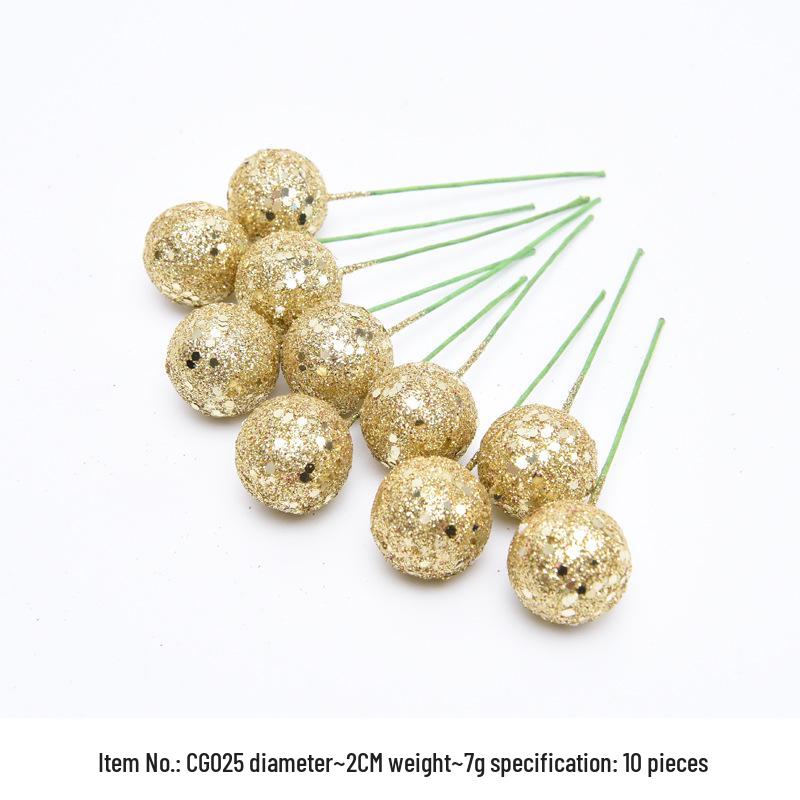 Glitter Foam Red Berry Decorations for Christmas Tree DIY and Photo Props