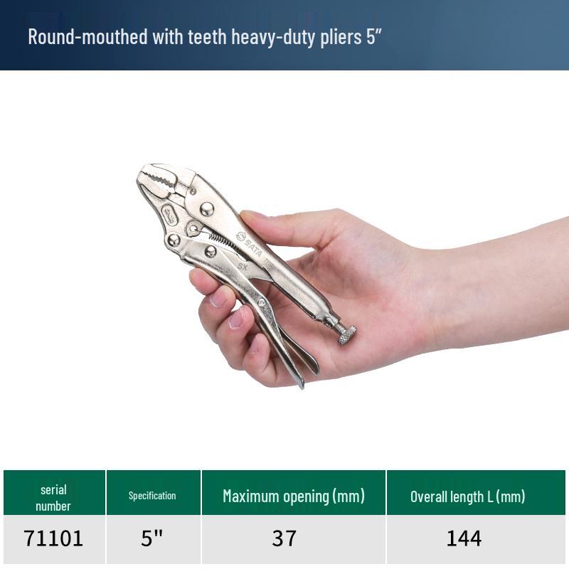 SATA Heavy-Duty Needle Nose Pliers - Industrial Multi-function Round Straight Jaw Clamp for Woodworking