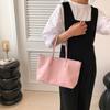 Simple Elegant Women's Shoulder Bag Zipper Closure Soft Commuting Tote Bag PU Leather Large Capacity Casual Handbag